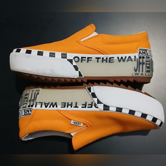 VANS Classic Slip-On Logo Stack Orange Women's Size 8 Men's 6.5 - Picture 7 of 12